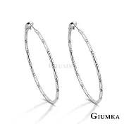 GIUMKA 抗過敏鋼針 多切面圈圈 精鍍正白K/黑金/黃K 寬 0.20 CM 針式耳環 一對價格 MF020007 銀色 ‧約 3.0 CM