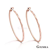 GIUMKA 抗過敏鋼針 時尚菱格 精鍍玫瑰金 寬 0.18 CM 針式耳環 一對價格 MF020010 玫金3.0 CM