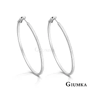 GIUMKA 抗過敏鋼針 流行圈圈 精鍍正白K/黑金/黃K 寬 0.18 CM 針式耳環 一對價格 MF020011 銀色 ‧約 3.0 CM