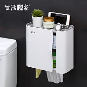 【生活採家】浴室強力無痕貼雙開式置物面紙衛生紙架#57046