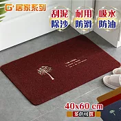 G+居家 2片組絲絨刮沙泥除塵地墊-幸運樹40x60cm 暗紅