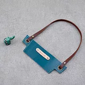 Be Two 手工皮件 ∣ 飲料杯套提帶 免費客製化刻字  【湖水藍皮革飲料提帶】