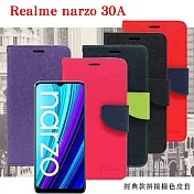 OPPO Realme narzo 30A 5G 經典書本雙色磁釦側翻可站立皮套 手機殼 可插卡 可站立 側掀皮套 桃色