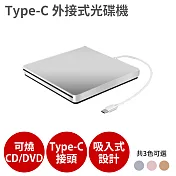 【Type-C接頭 CD DVD讀寫燒錄 光碟機】燒錄機 外接 吸入式 Combo 適用MacBook 銀