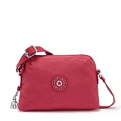 KIPLING 素色尼龍貝殼斜背包  紅寶石