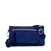 KIPLING 素色尼龍長方型斜背包 藍