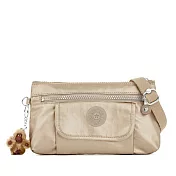 KIPLING 素色尼龍長方型斜背包-金