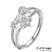 【Sayaka紗彌佳】仰望之花二連風鑲鑽開口戒 -單一款式