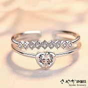 【Sayaka紗彌佳】永恆時光二連風鑲鑽戒指 / 可調式戒圍 -單一款式