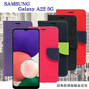 三星 Samsung Galaxy A22 5G 經典書本雙色磁釦側翻可站立皮套 手機殼 可插卡 保護套 桃色