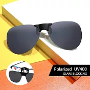 【SUNS】寶麗來偏光太陽眼鏡夾片 時尚飛行員框 磁吸式夾片 防眩光 抗UV400 黑灰色