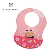 【MARCUS&MARCUS】動物樂園大口袋寬版矽膠立體圍兜-粉紅豬