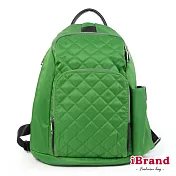 iBrand 率性菱格紋後開式防盜尼龍後背包(M)- 蘋果綠