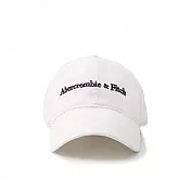 Abercrombie & Fitch LOGO刺繡鴨舌帽-白