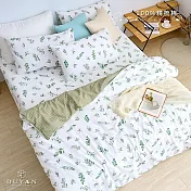 《DUYAN 竹漾》台灣製100%精梳棉雙人四件式舖棉兩用被床包組-青葉之森