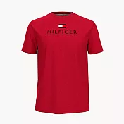 TOMMY HILFIGER 男版素色經典LOGO圓領棉質短袖  S 紅