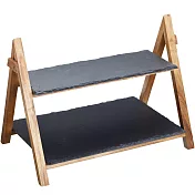 《Artesa》下午茶盤 | 雙層磐石盤+木架(40cm) 雙層磐石盤+木架(40cm)