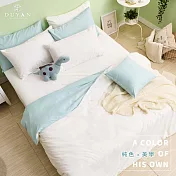 《DUYAN 竹漾》舒柔棉單人床包被套三件組-優雅白床包+白綠被套