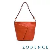 ZODENCE NUR義大利植鞣革不對稱斜背包 橘紅