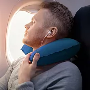 《DQ》舒適防水充氣枕(藍) | 午睡枕 飛機枕 旅行枕 護頸枕 U行枕