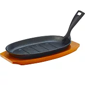 《Utopia》木盤+鑄鐵煎烤盤組 | 平底鑄鐵烤盤 煎盤