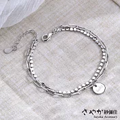 【Sayaka紗彌佳】簡約時尚幸運小圖牌雙鍊造型手鍊 -單一款式