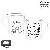 【美國康寧 CORELLE】SNOOPY復刻黑白 陶瓷馬克杯385ml 超值2入組- SNOOPYX2