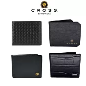 【CROSS】臺灣總經銷 限量1折 買夾送皮帶 頂級小牛皮短夾送頂級真皮皮帶 全新專櫃展示品 (贈禮盒提袋) A款-十字紋8卡