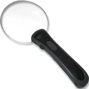 《CARSON》LED 無框好拿握放大鏡 | 物品觀察 老人閱讀 年長長者 輔助視力 - 圓