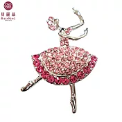 BILLY KING 貝麗晶 【天鵝湖芭蕾舞者系列-36】(BK236-粉) 側身抬手芭蕾舞者胸針-粉鑽