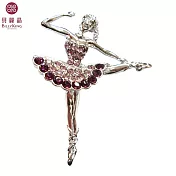 BILLY KING 貝麗晶 【天鵝湖芭蕾舞者系列-39】(BK239-紫) 抬腳芭蕾舞者胸針-紫鑽
