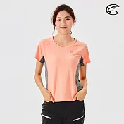 ADISI 女V領涼感智慧纖維速乾短袖上衣AL2111144 (S-2XL) / 吸濕排汗 快乾 單向導濕 涼感 排汗衣 S 琥珀橘
