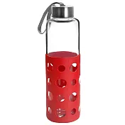 《IBILI》Lake矽膠套玻璃水壺(紅550ml) | 水壺 冷水瓶 隨行杯 環保杯