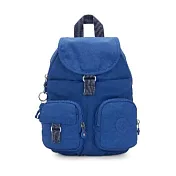 KIPLING 素面拉鍊開口尼龍後背包 藍