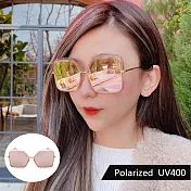 韓流偏光太陽眼鏡 明星款經典方框墨鏡 抗UV400 防眩光 3169 粉框粉水銀