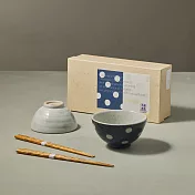 有種創意 - 日本美濃燒 - 水玉夫妻碗禮盒組 - 附筷(4件式)