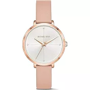 MICHAEL KORS 簡約時尚皮革腕錶-粉膚色