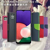 MyStyle for 三星 SAMSUNG Galaxy A22 5G 期待雙搭支架側翻皮套 桃