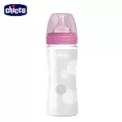 chicco-舒適哺乳-防脹氣玻璃奶瓶 240ml(小單孔) -甜美女孩