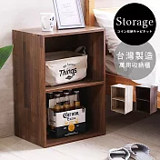 【誠田物集】MIT工業風多功能二層書櫃/收納櫃/邊櫃/床頭櫃-同色2入組 整合木紋(深色)