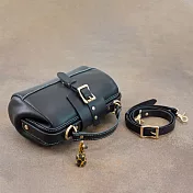 Be Two 手工皮件 ∣ 圓筒口金包 【全黑色牛皮】