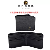 【CROSS】台灣總經銷 限量2折 頂級小牛皮短夾送CROSS名牌鋼珠筆 全新專櫃展示品 (贈禮盒提袋) 十字紋8卡邦尼