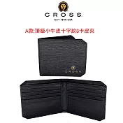 【CROSS】臺灣總經銷 限量2折 頂級小牛皮短夾送CROSS名牌鋼珠筆 全新專櫃展示品 (贈禮盒提袋) 十字紋8卡邦尼