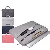 14.1吋 極簡格調 雙拉鍊防潑水 隱藏手提隔層內膽包 輕便平板筆電內袋 防震包 佳人粉