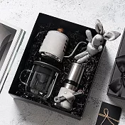 【PO:Selected】丹麥手沖咖啡三件禮盒組(咖啡壺-灰/玻璃杯350ml-黑/咖啡磨2.0)