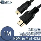 UniSync HDMI轉Mini HDMI高畫質4K影音認證傳輸線 1M