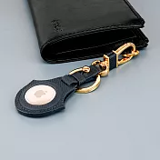 【OMC】AirTag 牛皮皮革保護套/鑰匙圈(深藍)- 全開孔