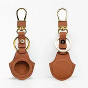 【OMC】AirTag 牛皮皮革半開孔保護套/鑰匙圈(共8色)- 棕色