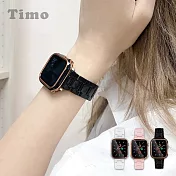 【Timo】Apple Watch專用 44mm 都會時尚美型 鋼琴烤漆全包式錶鍊帶 黑色