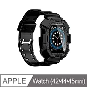 【Timo】Apple Watch 42/44mm 一體式耐衝擊全包覆替換錶帶 黑色